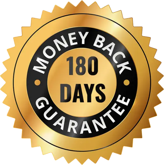 180-day money-back guarantee badge